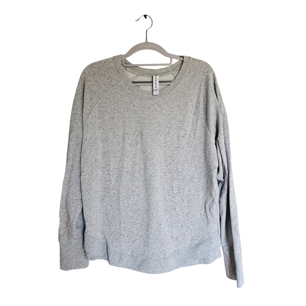 Athleta coaster‎ Luxe Recovery Sweatshirt L Grey Speckled Tencel Modal Pullover